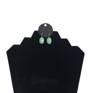 Jade Green Color Plastic Faceted Dangle Drop Style Lightweight Fashion Earrings